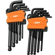 American Mutt Tools L-Key Allen Wrench Tool Hex Key Set - Includes Metric & SAE Long Arm Ball End Key 26pc Set