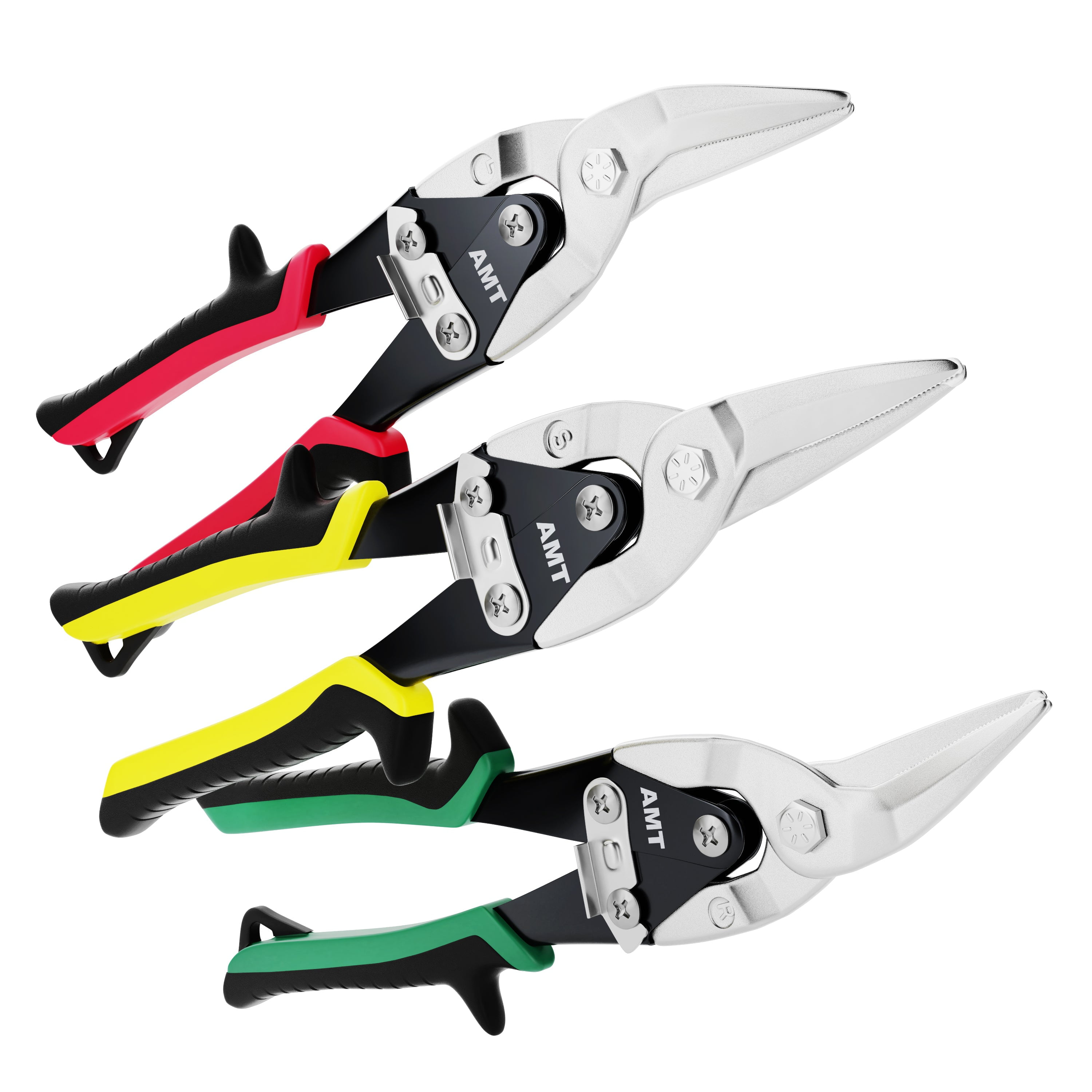 COMOWARE 3 Pack Aviation Tin Snips, 10 Inch Tin Snips for Cutting Sheet  Metal, Cr-V