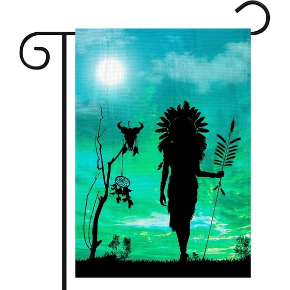 American Native Indian Garden Flag, American Native Indian Flag, Vertical Double Sized 12.5 X 18 Inches, American Native Indian Decorations Outdoor Burlap Yard Outdoor Decor