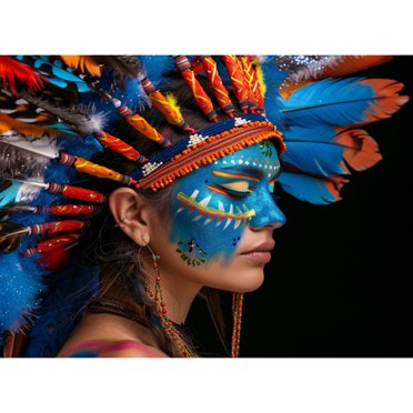 American Native Indian Chief Wolf Moon 5D Diamond Art Painting By...