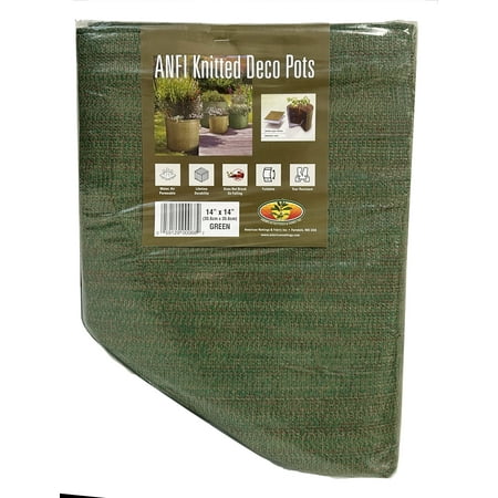 product image of American Nettings & Fabric Inc. - 14" x 14" Knitted Deco Fabric Plant Pot - GREEN
