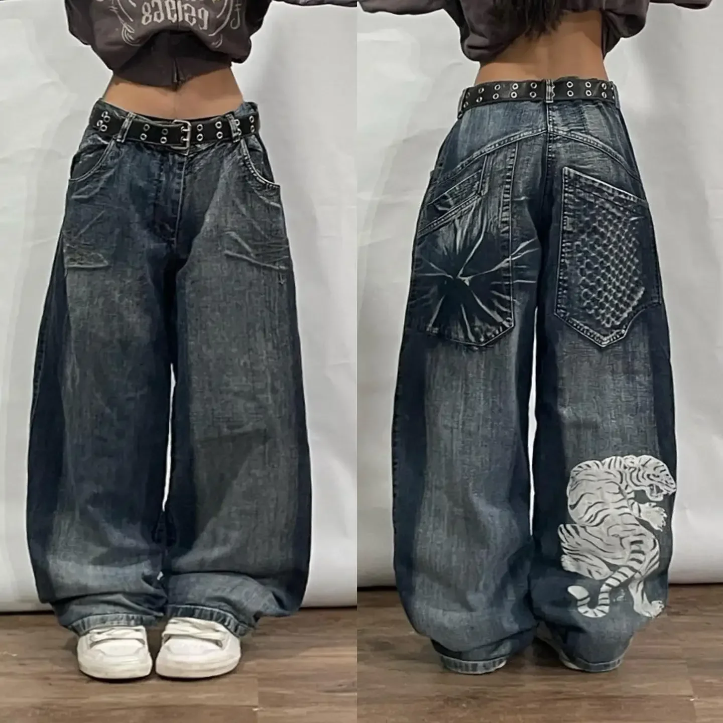 American New Fashionable Oversized Skulls Print High Waisted American New Fashionable Oversized Skulls Print High Waisted