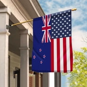 USA New Zealand Friendship Memorial Day Patriotic House Flag, Double-Sided Outdoor Yard Decor 29.5 x 39.5 Inch