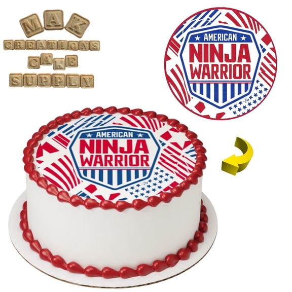 American Ninja Warrior 8" Round Edible Cake Topper ~ Can be used on 8", 9" or 10" Cakes