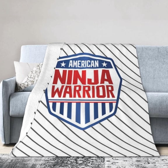 American Ninja Warrior Banner Shield Banner Fleece Blanket, Very Soft Microfiber Flannel Blanket for Couch Warm and Cozy for All Seasons