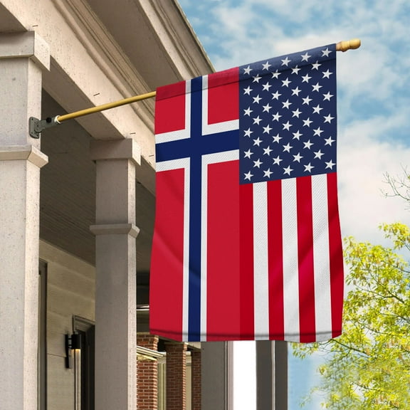 American Norway Flag Norwegian Friendship U.S.A Memorial Day Patriotic For House Flag (29.5x39.5) Double Sided-USA Flags Premium Polyester-Decorative Indoor Outdoor Flag