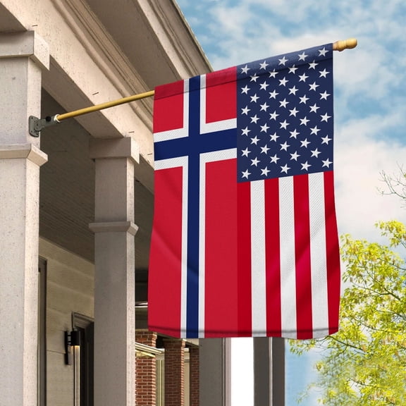 USA Norway Friendship Memorial Day Patriotic Norwegian House Flag, Double-Sided Outdoor Yard Decor 29.5 x 39.5 Inch
