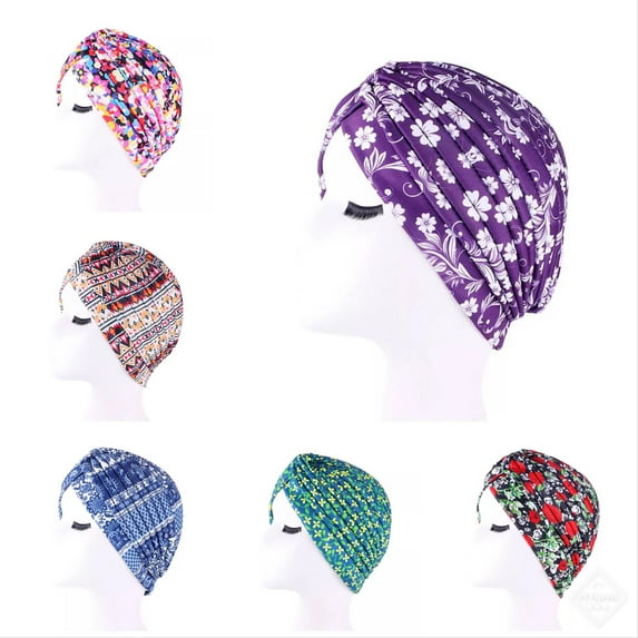 American Notions 6 Pack Women Turban, Flower Prints Beanie, Chemo Hat, Sleep Cap for Teens, Adults ( Multi-color )