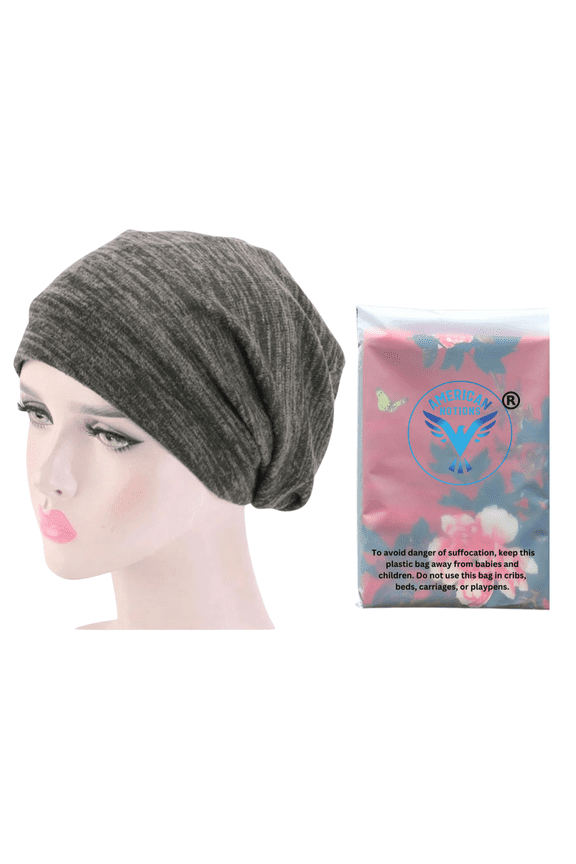 Satin Lined Sleep Cap Beanie Slouchy for Hair Care Chemo Hat Army Green