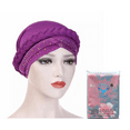 thumbnail image 1 of American Notions Women's Purple Head Turban, Headscarf, Chemo Hat, Beanie, 1 of 5