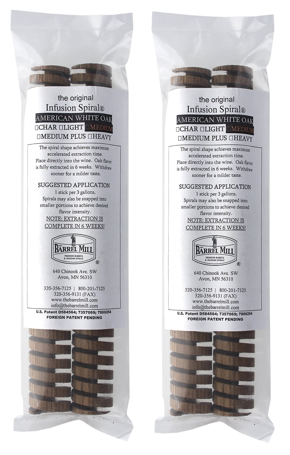 American Oak Infusion Spirals - Medium Toast by Midwest Home brewing and Winemaking Supplies (Тwo Рack)