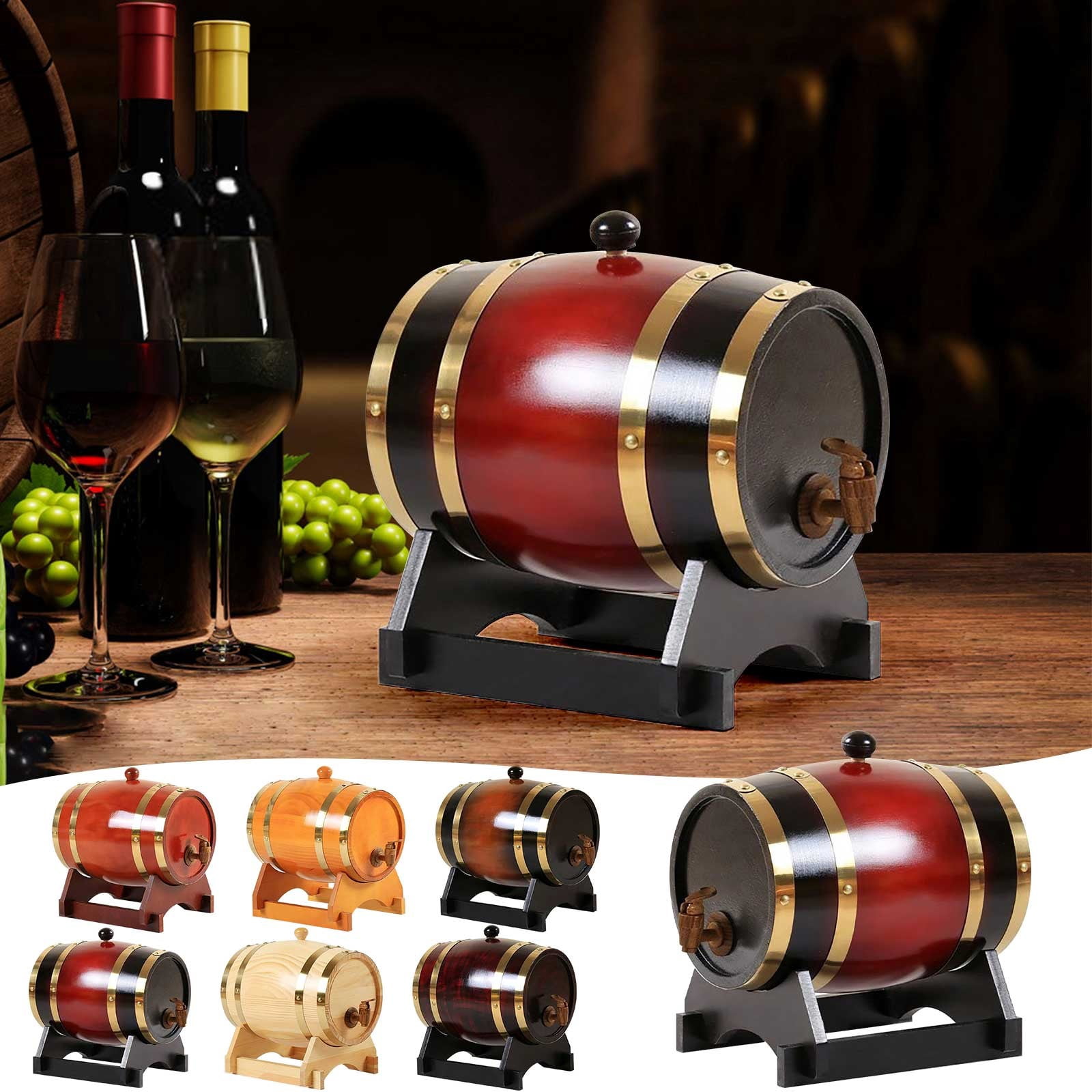 American Oak Wood Wine Barrel 5L Decorative Whiskey Cask Storage Container Vintage Style Display Keg for Home Bar Decor Multi-Purpose Rustic Storage Solution with Sealed Design
