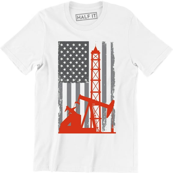 American Oilfield Worker Patriotic Us Flag Men's T-Shirt