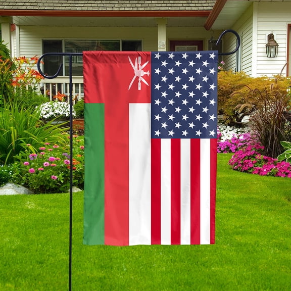 American Oman Flag Omani Friendship U.S.A Memorial Day Patriotic For Garden Flag (11.5x17.5) Double Sided-USA Flags Premium Polyester-Decorative Indoor Outdoor Flag
