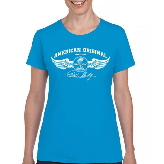 American Original Shelby Since 1962 T-Shirt Cobra Wings Classic Muscle Car GT500 Mustang Powered by Ford Women's Tee