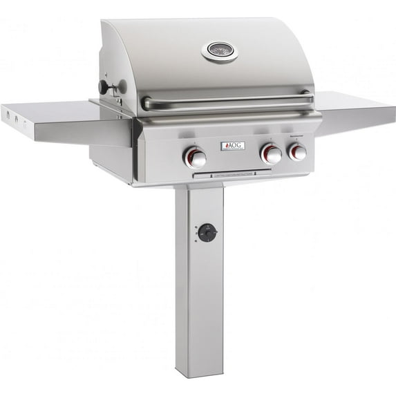 American Outdoor Grill 24NGT T-Series 24 Inch Natural Gas Grill On In-Ground Post With Rotisserie