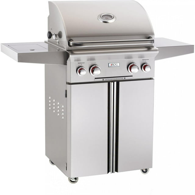 American Outdoor Grill 24PCT T-Series 24 Inch Propane Gas Grill On Cart With Side Burner And Rotisserie Kit