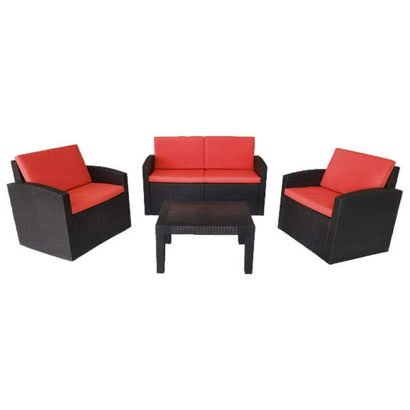American Outdoors Red Metal Lounge Chairs Set - Waterproof, Durable, 4 Piece