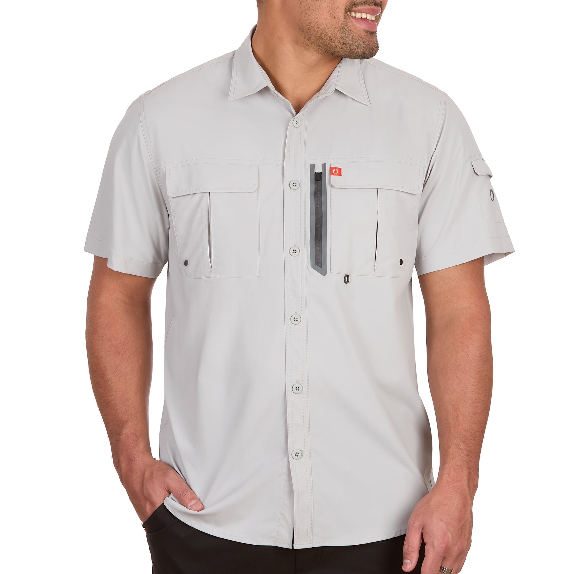 The American Outdoorsman Blackfoot River Fishing Shirt, Short Sleeve - Quick Dry, UPF 30 UV Protection, Modern Fit, Breathable Eyelets and Waterproof Chest Zip Multiple Pocket (High Rise, XL)