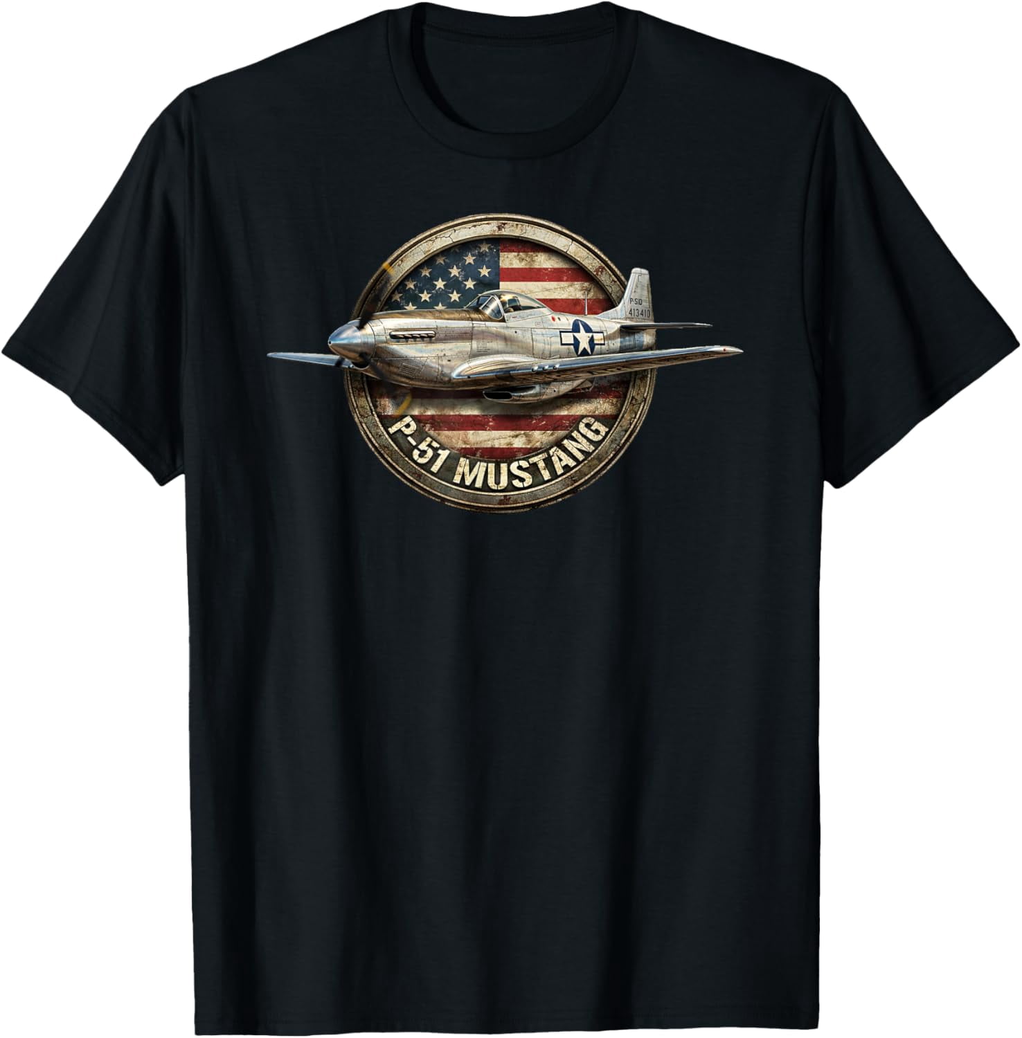 American P-51 Mustang Fighter WW2 Airplane Retro Aviation T-Shirt ...