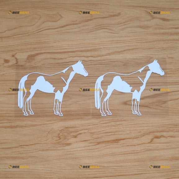 American Paint Horse Sticker Decal Vinyl - 2 Pack White 5" - For Car Boat Laptop Cup No Background Die-cut