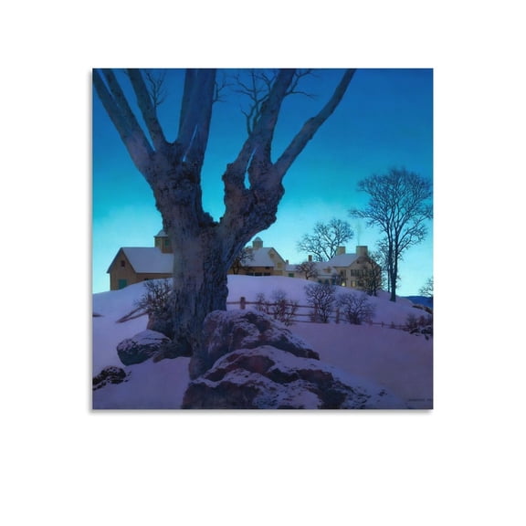 American Painter And Illustrator Maxfield Parrish Hill Top Farm Retro Poster Painting On Canvas Wall Art Poster Scroll Picture Print Living Room Walls Decor Home Posters 28x28inch(70x70cm)