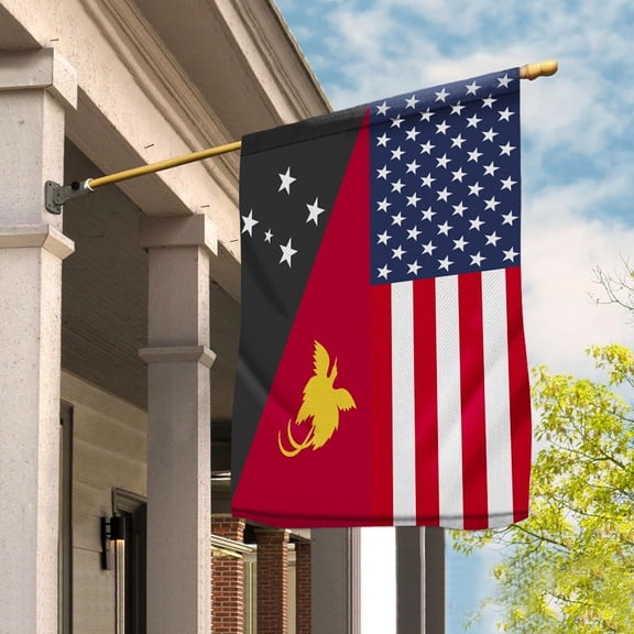American Papua New Guinea Flag Papua New Guinean Friendship U.S.A Memorial Day Patriotic For Garden Flag, Double-Sided Decorative Outdoor Flag, Patriotic Polyester Yard Flag 12 x 18 in
