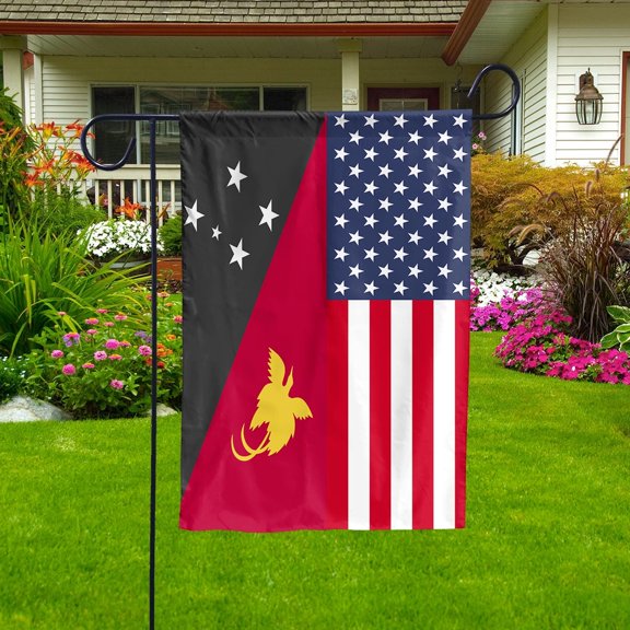 American Papua New Guinea Flag Papua New Guinean Friendship U.S.A Memorial Day Patriotic For House Flag, Double-Sided Decorative Outdoor Flag, Patriotic Polyester Yard Flag 29.5 x 39.5 in
