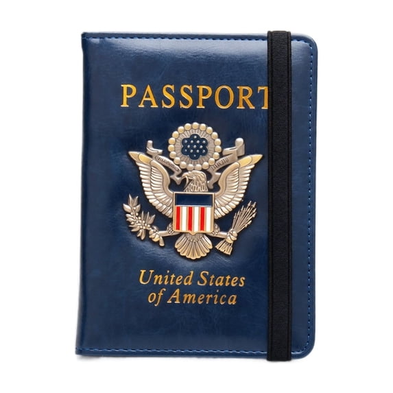 American Passport Cover | Travel Wallet Rfid Blocking Leather Document Holder | Travel Gifts for Women Patriotic Usa Emblem Travel Document Holder