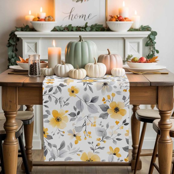 American Pastoral Cotton Linen Table Runner, Washable Table Runners for Kitchen, Dining Room, Holiday, Home Party Table Decor, 13x36 Inches