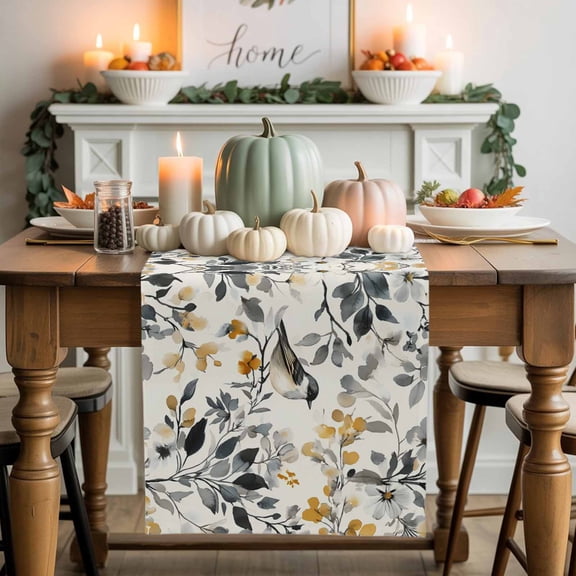 American Pastoral Cotton Linen Table Runner, Washable Table Runners for Kitchen, Dining Room, Holiday, Home Party Table Decor, 13x36 Inches