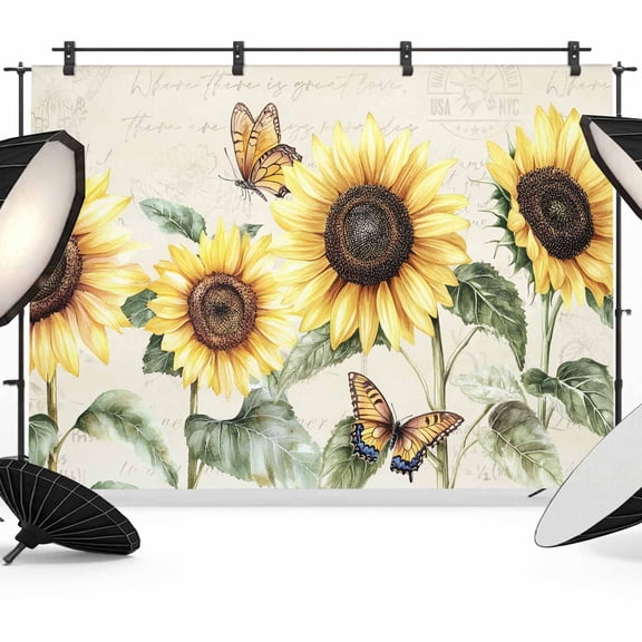 American Pastoral Style Backdrop for Photography, Sunflower Plant Farm Photo Backdrop Portrait Background Party Banner Photo Backgrounds for Studio Booth Props, 7x5ft
