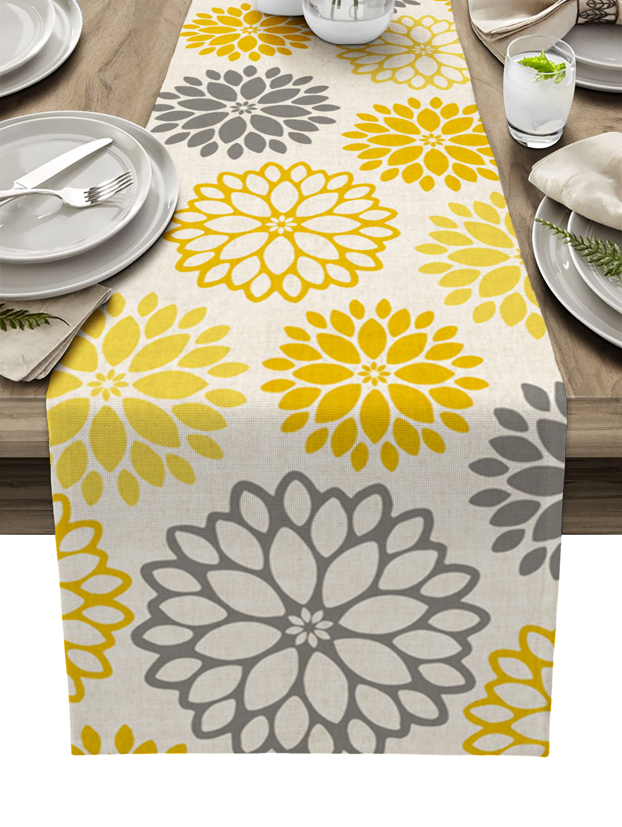 American Pastoral Style Dahlia Red Table Runner ration Home r Dinner ...