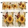 thumbnail image 1 of American Pastoral Sunflower Kitchen Curtains Valances and Tiers Set of 3 Retro Butterfly Floral Tier Curtains and Valance with Rod Pocket for Small Windows, 27.5"x36", 1 of 9