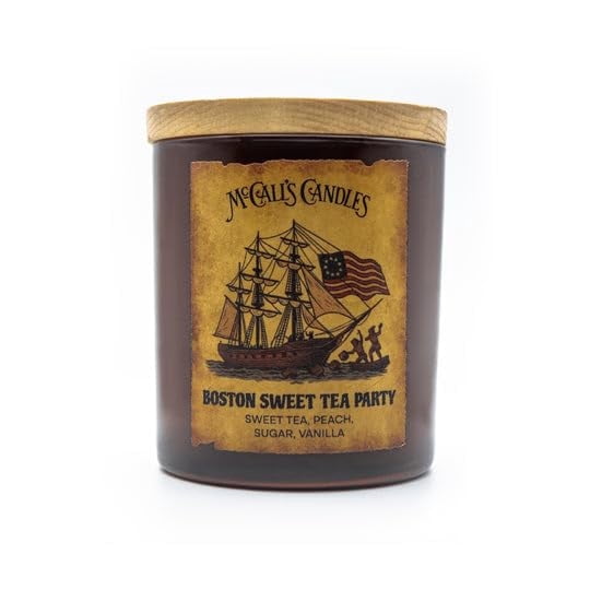 McCall’s Candles | Boston Sweet Tea Party | 8 oz Scented Candle | American Patriot Collection | USA-Poured | Single Wick | Amber Jar with Wooden Lid | Sweet Tea, Peach, Sugar & Vanilla Fragrance