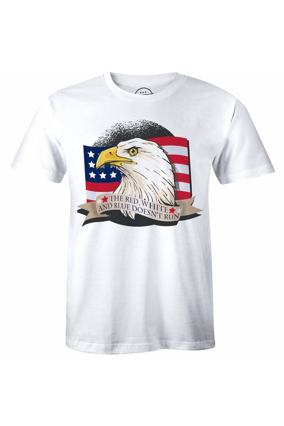 American Patriot Eagle Flag Men Tee Print Red White And Blue Doesn'T Run T-Shirt All Size S-5XL