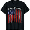 thumbnail image 1 of American Patriotic Fighter Jets USA Flag Waving 4th of July T-Shirt Tee, 1 of 4