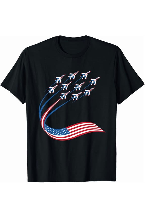 American Patriotic Fighter Jets Usa Flag 4Th Of July T-Shirt