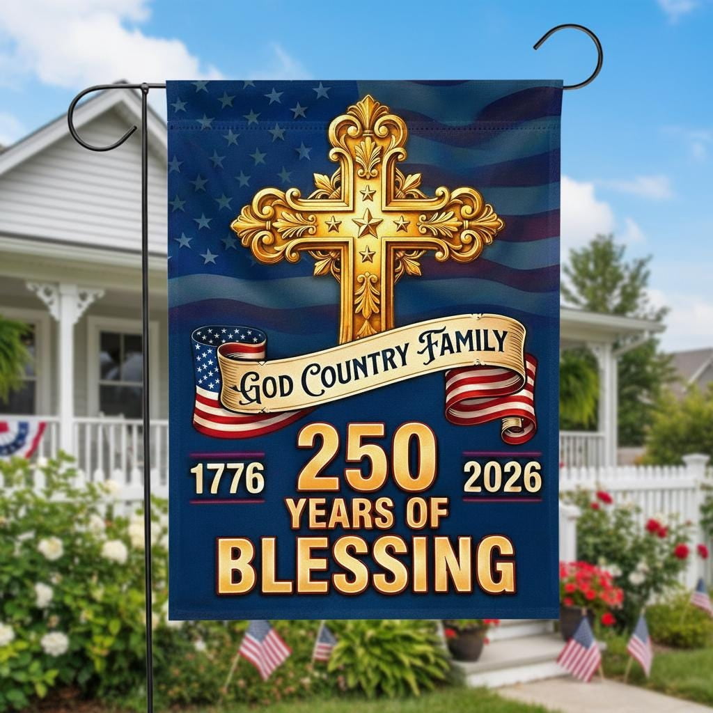 American Patriotic Garden Flag, 250 Years of Blessing 1776-2026 Flag, USA 250th Birthday Anniversary Banner, July 4th Gift