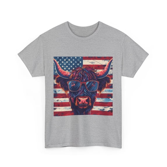 American Patriotic Highland Cow Independence Day 4th July Shirt ID0509-LOG8