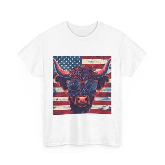 American Patriotic Highland Cow Independence Day 4th July Shirt ID0509-LOG8