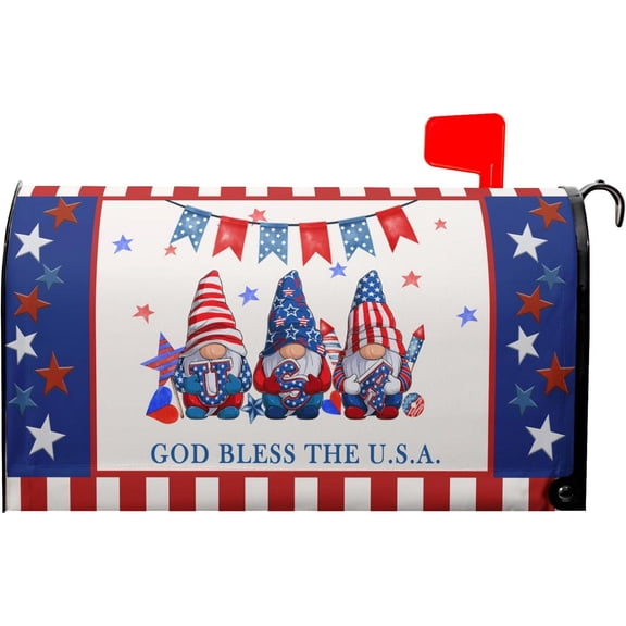 American Patriotic Mailbox Covers Magnetic Standard Size 18"X21" American Flag Magnetic Mailbox Covers 4Th of July Holiday Mailbox Covers Mailbox Wraps Post Letter Box Cover for Garden Yard Outside