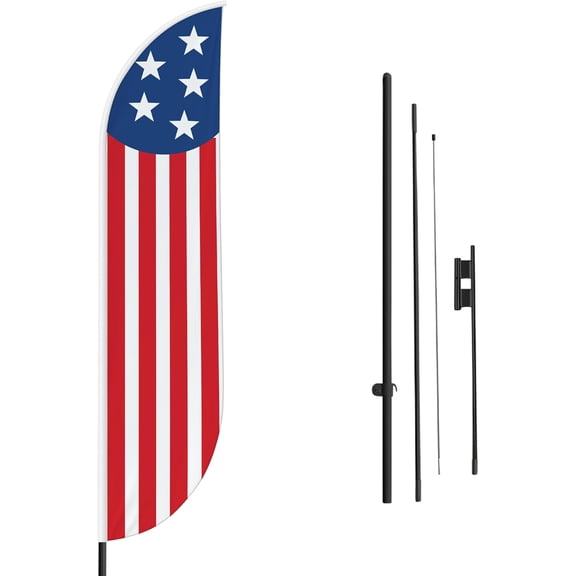 American Patriotic Sign feather flag for Outdoor by Mavis Printing | 11.5 FEET Long Polyester Banner Flag for Easy Hang | HD Print Swooper Flag Only to Advertise American Patriotic | Made in USA
