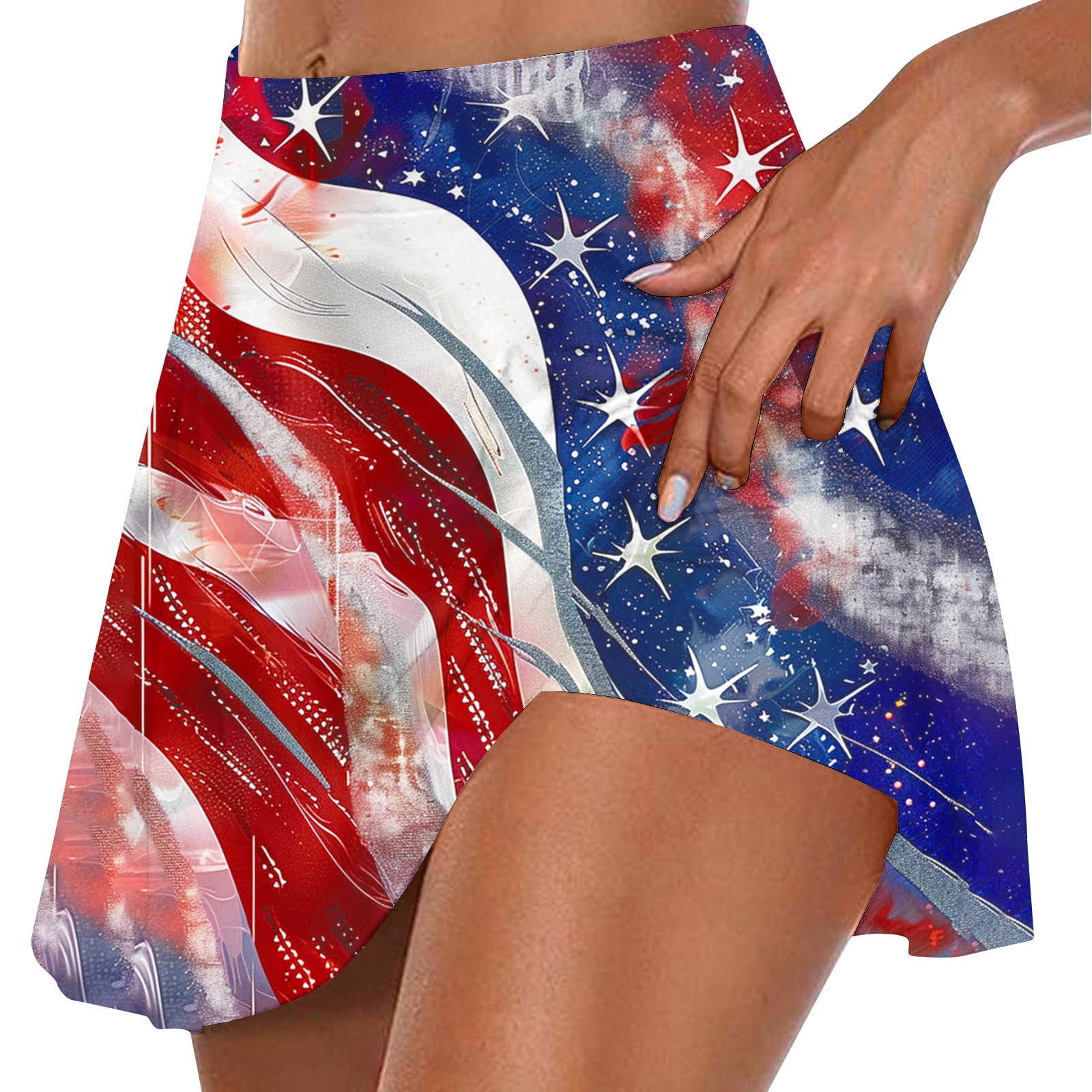 American Flag Athletic Skort With Pockets - Flutter Style Golf Tennis Skirt With Built-in Shorts