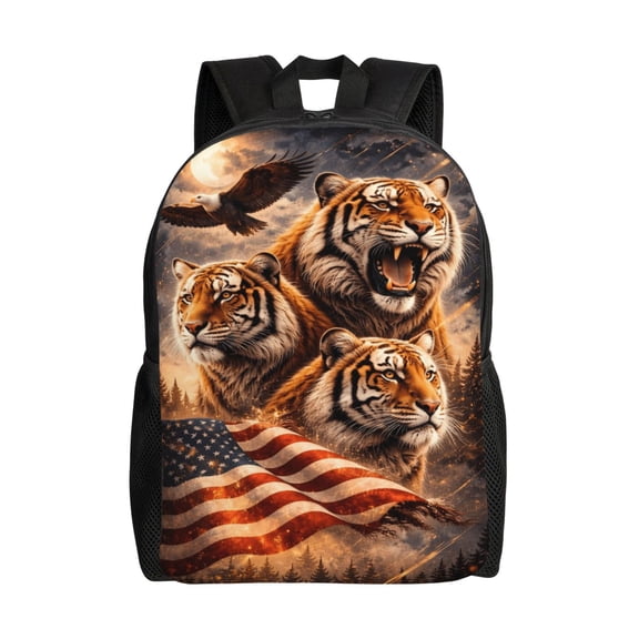 American Patriotic Tiger Eagle Backpack Large Capacity Laptop Bag for Men and Women