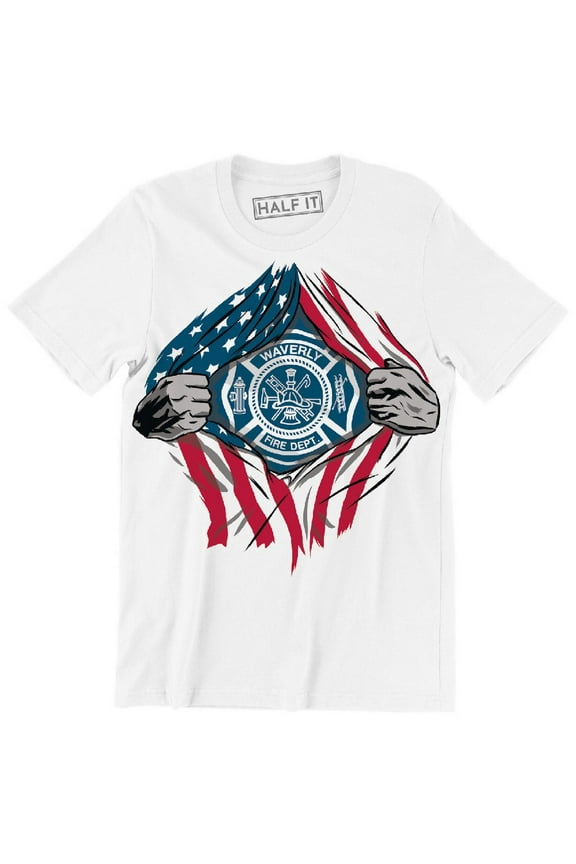 American Patterned Exposing The Fireman Logo Firefighter Men's T-Shirt