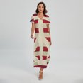 thumbnail image 1 of American Peace Flag Printed Short Sleeve Maxi Dress, American Flag Fashion Summer Maxi Dress For Women. Gifts For Us Independence Day, 4Th Of July, 1 of 4