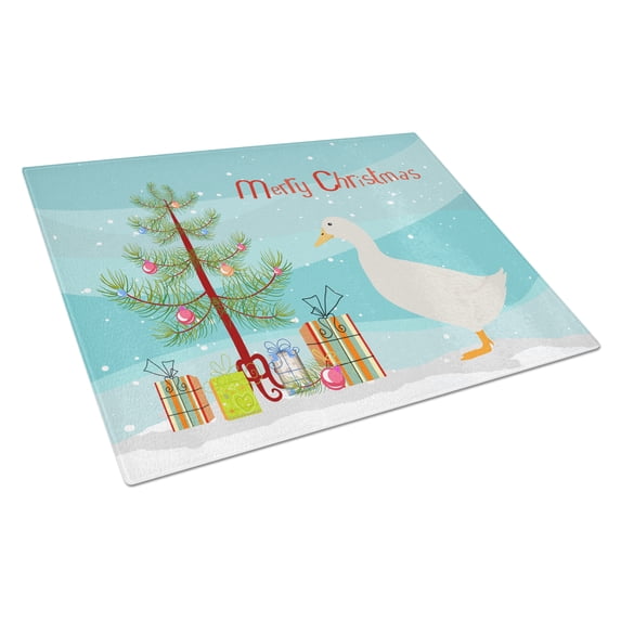 American Pekin Duck Christmas Glass Cutting Board Large