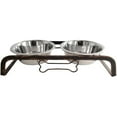 thumbnail image 1 of American Pet Supplies Elevated Rustic Bone Dog Feeder with 2 Stainless Steel Bowls for Puppies and Dogs, Aged Copper, 1 of 7