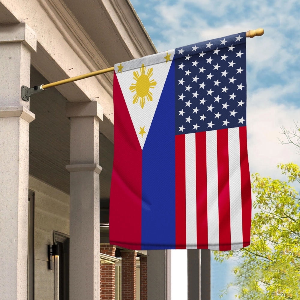 American Philippines Flag Philippine Friendship U.S.A Memorial Day Patriotic For Garden Flag, Double-Sided Decorative Outdoor Flag, Patriotic Polyester Yard Flag 12 x 18 in